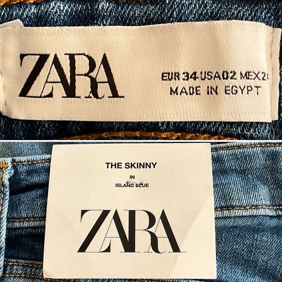 Zara Jeans Blue The Skinny Jeans In Island Blue Slim Fit Mid Rise Distressed 2 - Picture 4 of 10
